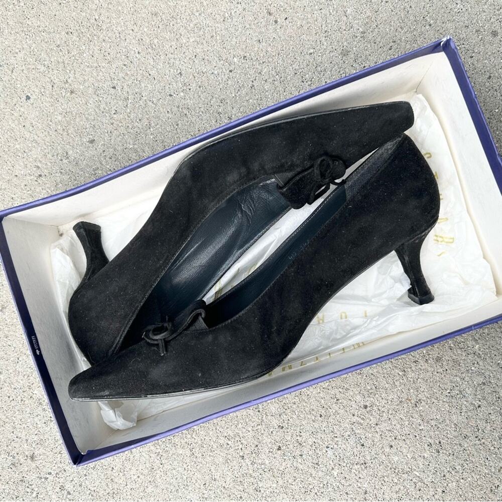 Stuart Weitzman Kitten Heel Vintage Y2K 00's Black Suede 7.5 - Picture 2 of 12